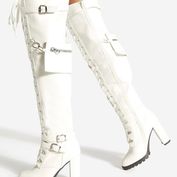 White over the knee heel boots - Picture 4 of 4